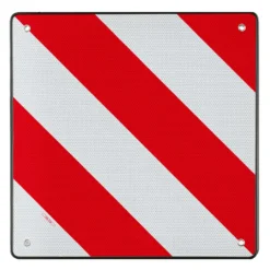 Wiltec Rot weiße Warntafel Spanien aus Aluminium mit Befestigungslöchern 500x500 mm reflektierend Warnschild für Fahrradträger und Heckträger zur Kennzeichnung überstehender Ladung am Fahrzeug