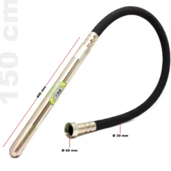 Wiltec Rüttelflasche mit Ø 35 mm für Elektro Betonrüttler, Flaschenrüttler mit 150 cm Schlauchlänge, Innenrüttler mit flexibler Welle