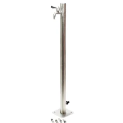 Wiltec runde Wasserzapfstelle aus Edelstahl 95,5 cm, Wassersäule mit Wasserhahn & Anschluss, UV- & frostbeständig