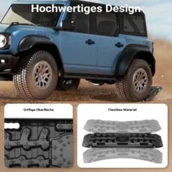 Wiltec Sandbleche Paar 1063 x 298 x 66 mm Sandboards bis 10 t, 2er Set Anfahrhilfe für Wohnmobil, Bergeboards Traktionshilfe für Sand, Schlamm und Schnee