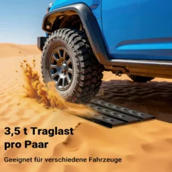 Wiltec Sandbleche 2 Stück 150 x 45 cm Sandboards aus Aluminium Anfahrhilfe für Autos, leichte Wohnmobile und Offroad Fahrzeuge Traktionshilfe