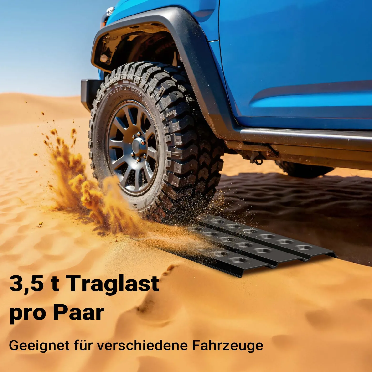 Wiltec Sandbleche 2 Stück 150 x 45 cm Sandboards aus Aluminium Anfahrhilfe für Autos, leichte Wohnmobile und Offroad Fahrzeuge Traktionshilfe