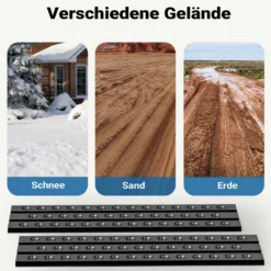 Wiltec Sandbleche 2 Stück 150 x 45 cm Sandboards aus Aluminium Anfahrhilfe für Autos, leichte Wohnmobile und Offroad Fahrzeuge Traktionshilfe