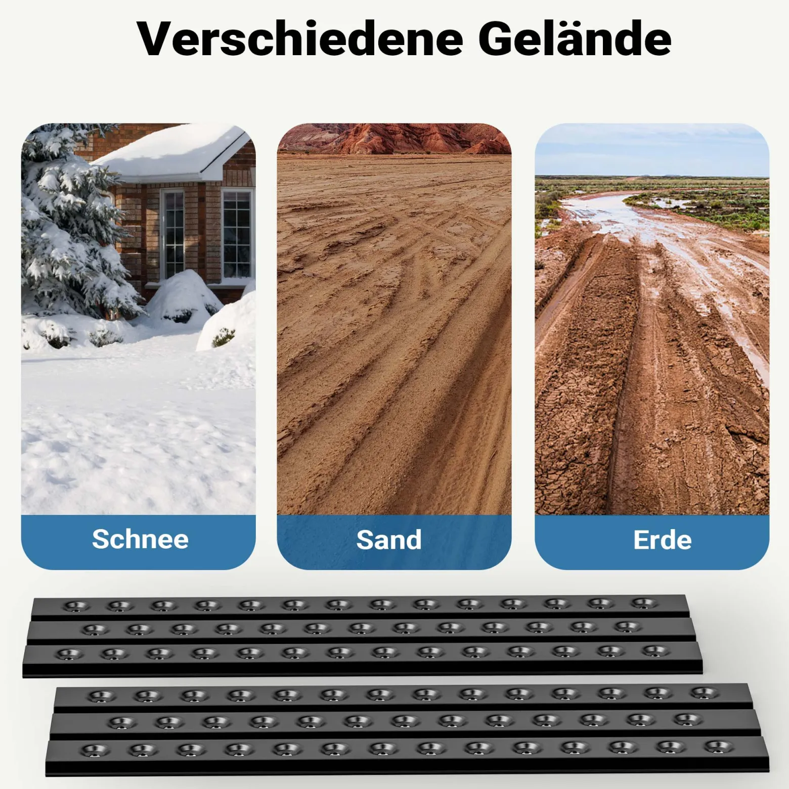 Wiltec Sandbleche 2 Stück 150 x 45 cm Sandboards aus Aluminium Anfahrhilfe für Autos, leichte Wohnmobile und Offroad Fahrzeuge Traktionshilfe