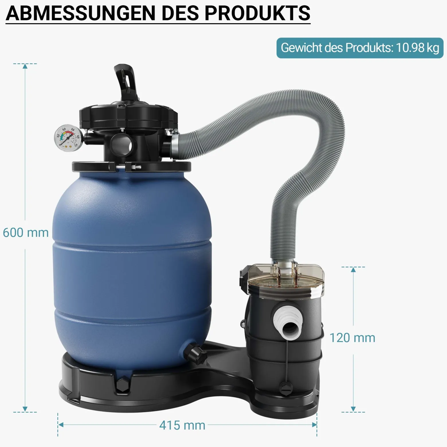 Wiltec Sandfilteranlage für Pools bis zu 20 m³, Filteranlage, Poolfilter, Pumpe Schwimmbadpumpe