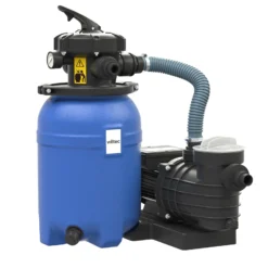 Wiltec Sandfilteranlage 250 W mit 14l Filtertank und selbstansaugender Pumpe 10000 l/h, Sandfilterpumpe, Pool-Pumpe