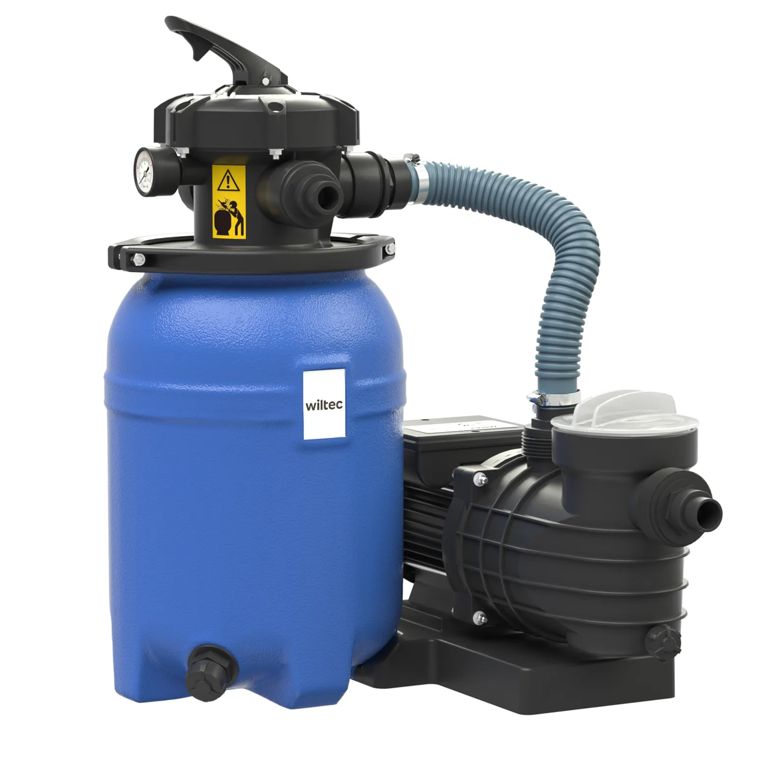 Wiltec Sandfilteranlage 250 W mit 14l Filtertank und selbstansaugender Pumpe 10000 l/h, Sandfilterpumpe, Pool-Pumpe