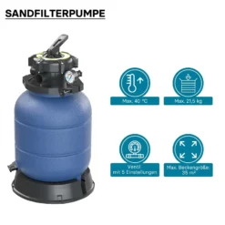 Wiltec Sandfilter für Pool, Filterkessel, Sandfilterbehälter ohne Pumpe, Kessel, Schwimmbad