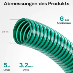 Wiltec Saugschlauch Druckschlauch 5m, flexibel, 38mm (1 1/2