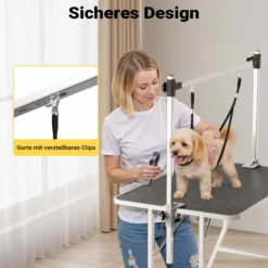 Wiltec Schertisch für Hund und Katze, 91x61x76 cm, Trimmtisch zusammenklappbar, Groomer Tisch mit 2 Schlingen, Pflegetisch für Tiere