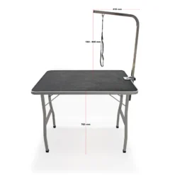 Wiltec Schertisch für Hund und Katze, 91x61x76 cm, Trimmtisch zusammenklappbar, Groomer Tisch mit Galgen, höhenverstellbar, Pflegetisch für Tiere
