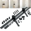 Wiltec Schiebetürsystem 183 cm lang, bis 90 kg, 35-40 mm, Schiebetürbeschlag aus Eisen als Raumteiler, Schranktür, für Nischen und Durchgänge, schwarz