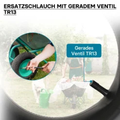 Wiltec Schlauch für Rasenmäherreifen 11x4.00-4 mit geradem Ventil zur Selbstmontage