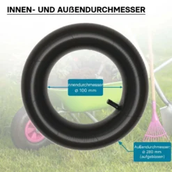 Wiltec Schlauch für Rasenmäherreifen 11x4.00-4 mit geradem Ventil zur Selbstmontage