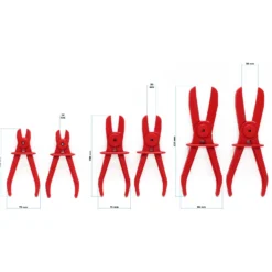 Wiltec Schlauchklemmenzange Set 6 teilig in 3 Größen für Schläuche, Klemmgrößen 160 mm, 190 mm, 260 mm, Durchmesser 12 mm (1/2")-19 mm (3/4"), Klemmzangen
