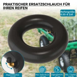 Wiltec Schlauch Luftschlauch für Rasenmäherreifen TR87 16x6.50-8 Rasentraktor Aufsitzmäher