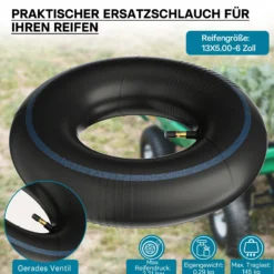 Wiltec Schlauch Luftschlauch für Rasenmäherreifen TR13 13x5.00-6 Rasentraktor Aufsitzmäher