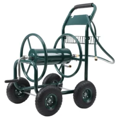 Wiltec Schlauchwagen ohne Schlauch, Schlauchaufroller für 3/4" (19 mm) Gartenschlauch bis 70 m, mit Reifen Ø 25cm Gartenschlauchwagen, Gartenschlauchtrommel