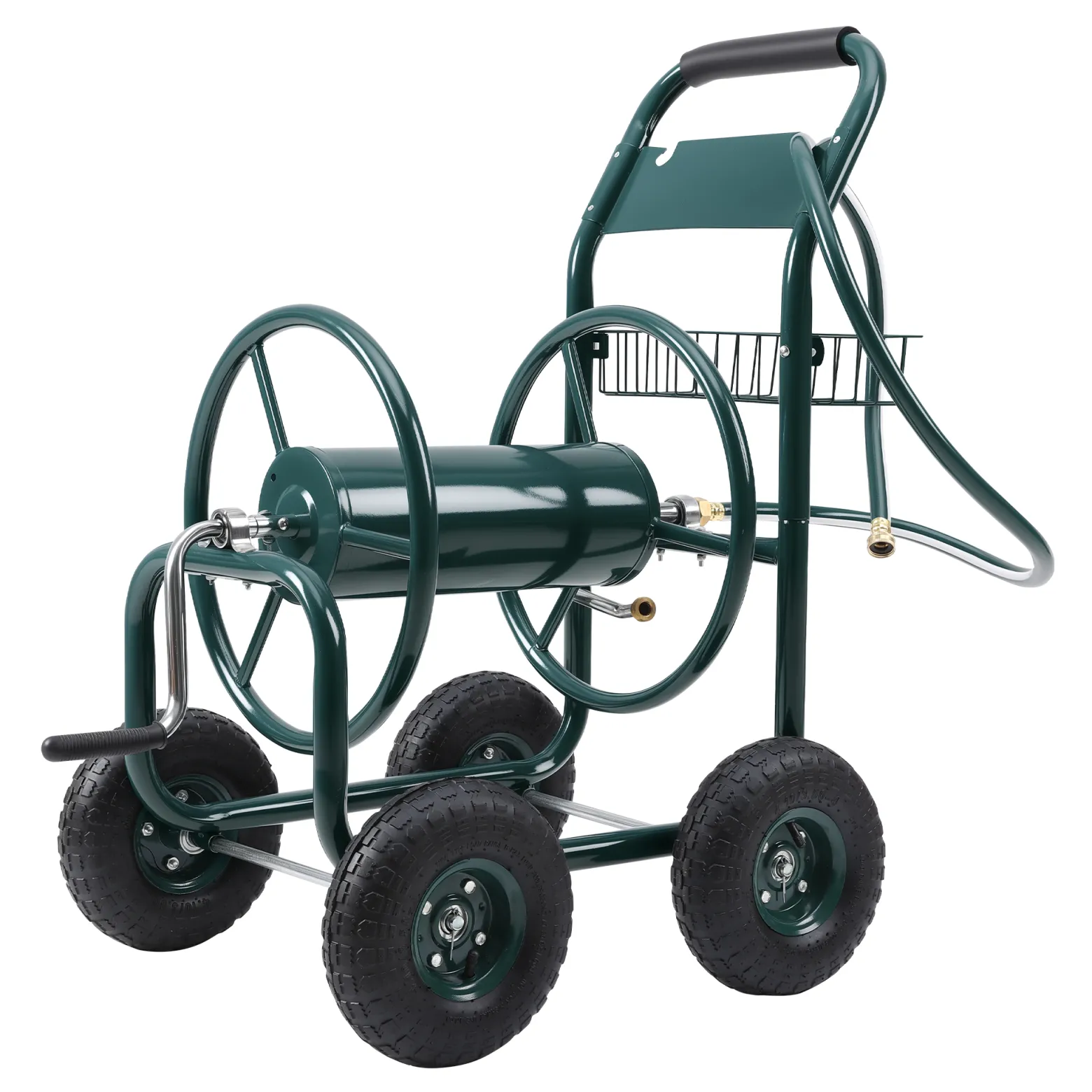 Wiltec Schlauchwagen ohne Schlauch, Schlauchaufroller für 3/4" (19 mm) Gartenschlauch bis 70 m, mit Reifen Ø 25cm Gartenschlauchwagen, Gartenschlauchtrommel