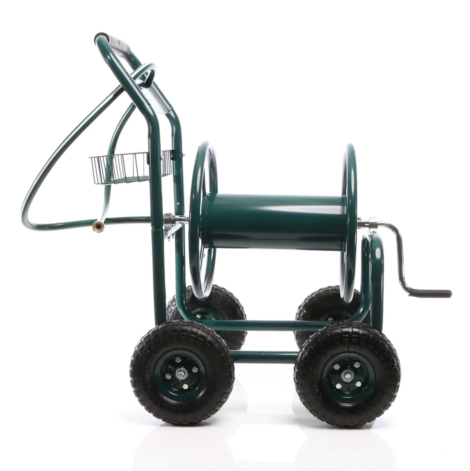 Wiltec Schlauchwagen ohne Schlauch, Schlauchaufroller für 3/4" (19 mm) Gartenschlauch bis 70 m, mit Reifen Ø 25cm Gartenschlauchwagen, Gartenschlauchtrommel