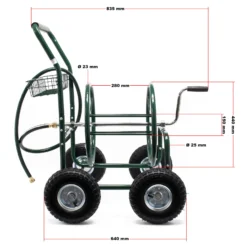 Wiltec Schlauchwagen ohne Schlauch, Schlauchaufroller für 5/8" (16 mm) Gartenschlauch bis 76 m, mit Reifen Ø 25cm Gartenschlauchwagen, Gartenschlauchtrommel