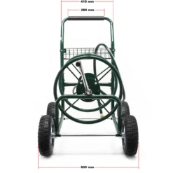 Wiltec Schlauchwagen ohne Schlauch, Schlauchaufroller für 5/8" (16 mm) Gartenschlauch bis 76 m, mit Reifen Ø 25cm Gartenschlauchwagen, Gartenschlauchtrommel