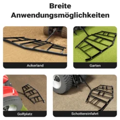 Wiltec Schleppegge 217 x 106 cm, Wiesenegge für Rasentraktor, ATV und UTV, Wiesenschleppe zur Bodenbearbeitung und Bodennivellierung