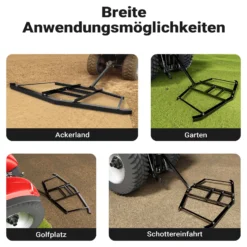 Wiltec Schleppegge 172 x 90 cm, Wiesenegge für Rasentraktor, ATV und UTV, Wiesenschleppe zur Bodenbearbeitung und Bodennivellierung