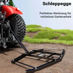 Wiltec Schleppegge 190 x 98 cm, Wiesenegge für Rasentraktor, ATV und UTV, Wiesenschleppe zur Bodenbearbeitung und Bodennivellierung