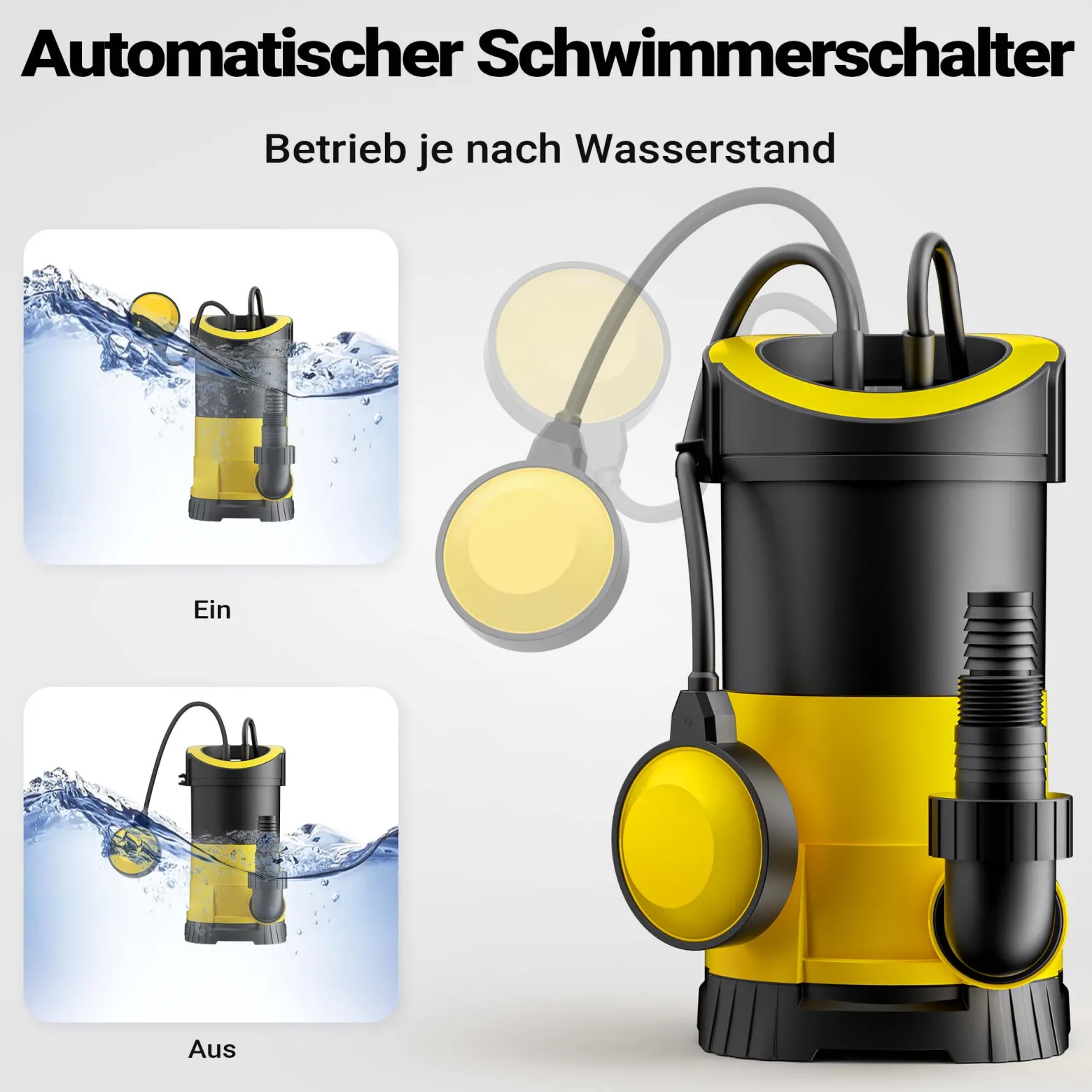 Wiltec Schmutzwasserpumpe 7.000l/h mit 400W, max. Förderhöhe 7,5 m, Fremdkörper bis Ø 5 mm