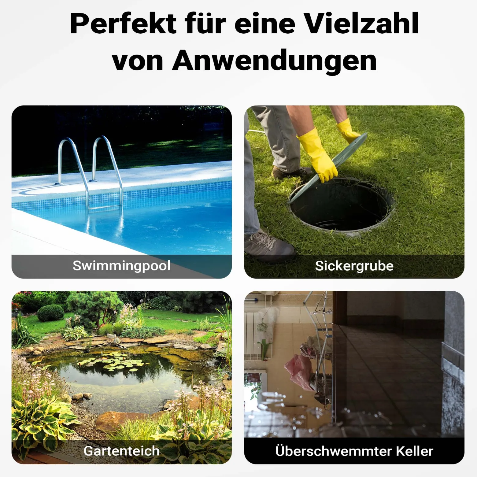 Wiltec Schmutzwasserpumpe 7.000l/h mit 400W, max. Förderhöhe 7,5 m, Fremdkörper bis Ø 5 mm