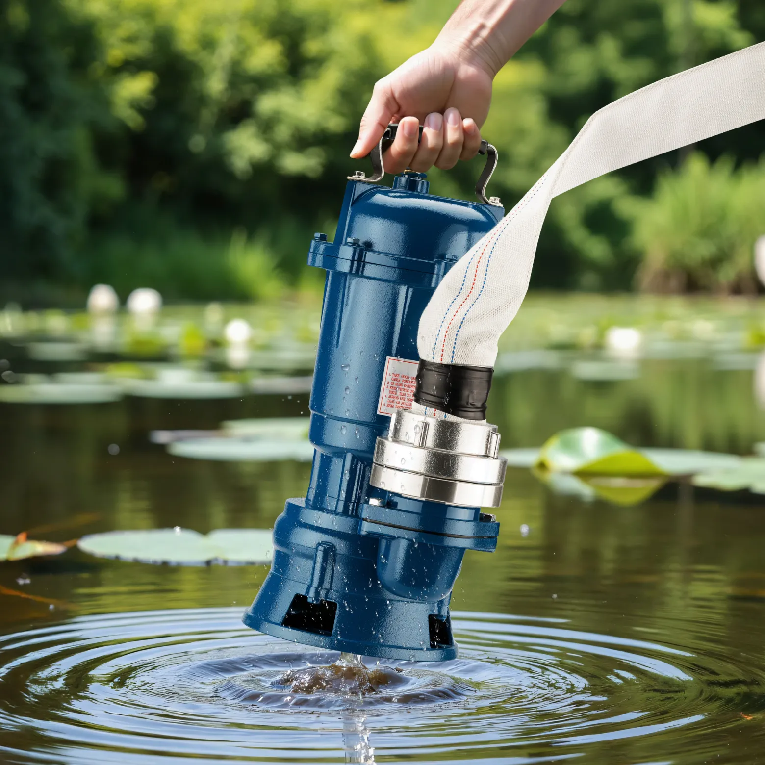 Wiltec Schmutzwasserpumpe 1500W Tauchpumpe mit 22800l/h Fördermenge inkl. 20m Schlauch