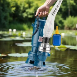 Wiltec Schmutzwasserpumpe 1500W 36000l/h mit Schwimmerschalter max. Förderhöhe 10m mit 20m Schlauch