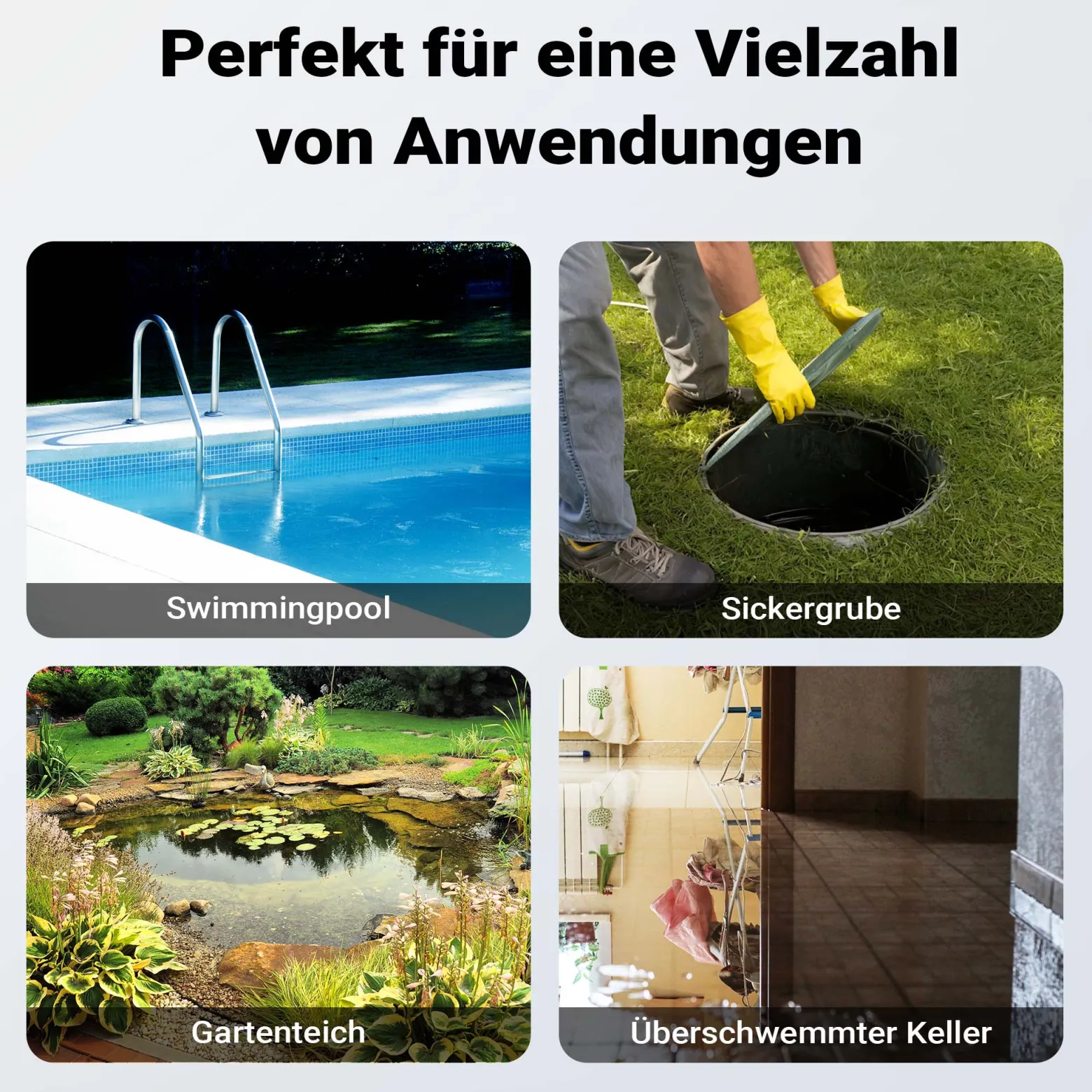 Wiltec Schmutzwasserpumpe 1500W 36000l/h mit Schwimmerschalter max. Förderhöhe 10m mit 20m Schlauch