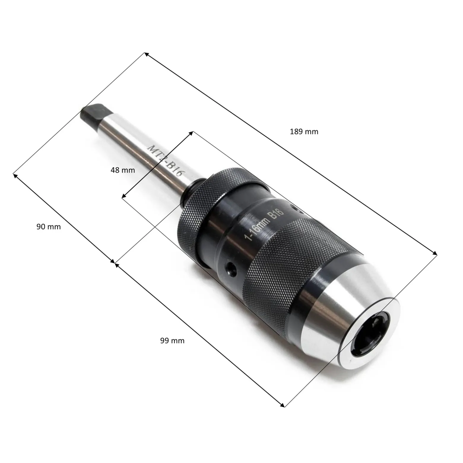 Wiltec Schnellspannbohrfutter MK2-B16 mit 16mm Spannbereich und integriertem Morsekegel Bohrfutter für Bohrmaschine Fräsmaschine Drehmaschine