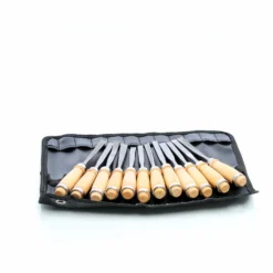 Wiltec Schnitzeisen Set 12tlg. für Holzschnitzerei mit Flacheisen & Hohleisen aus Stahl, Beitel mit Holzgriffen für Kreativität und Hobby