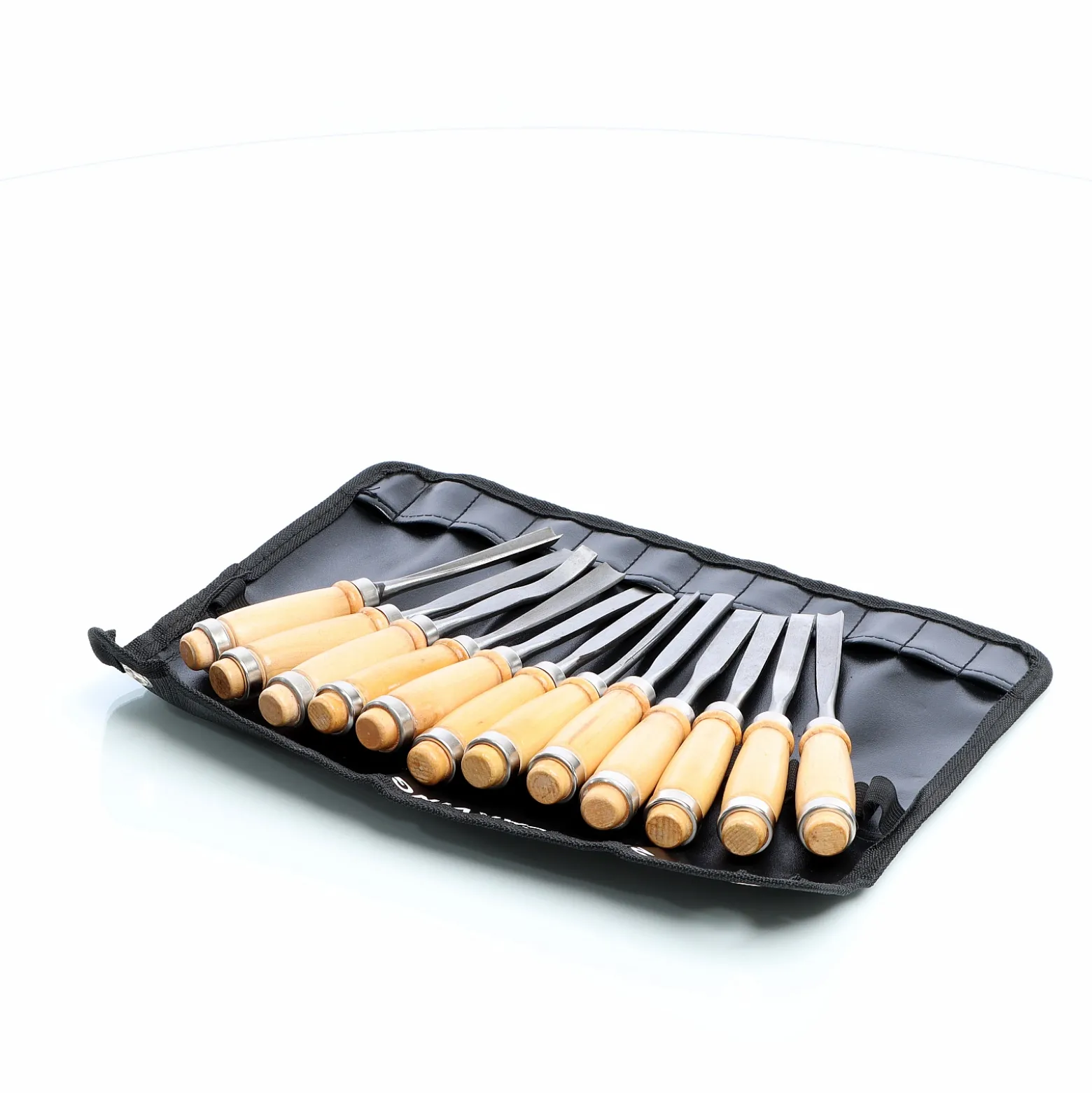 Wiltec Schnitzeisen Set 12tlg. für Holzschnitzerei mit Flacheisen & Hohleisen aus Stahl, Beitel mit Holzgriffen für Kreativität und Hobby