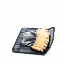 Wiltec Schnitzeisen Set 12tlg. für Holzschnitzerei mit Flacheisen & Hohleisen aus Stahl, Beitel mit Holzgriffen für Kreativität und Hobby