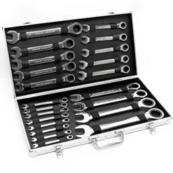 Wiltec Schraubenschlüssel Set 22-teilig Maulschlüssel 6-32mm im praktischen Koffer, Ringschlüssel, Schraubendreher Set
