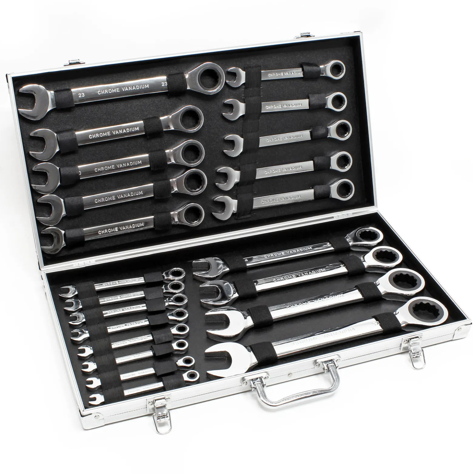 Wiltec Schraubenschlüssel Set 22-teilig Maulschlüssel 6-32mm im praktischen Koffer, Ringschlüssel, Schraubendreher Set