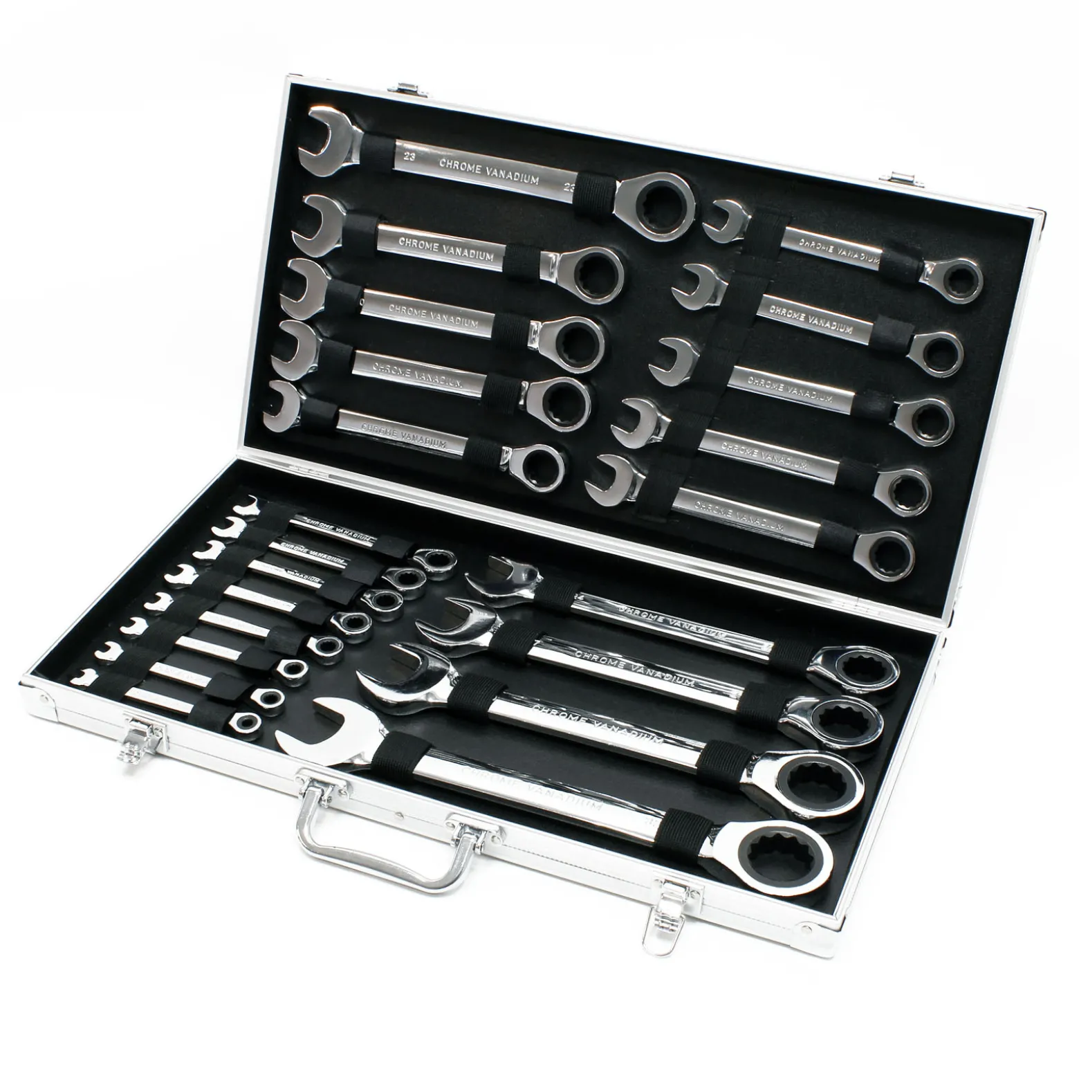 Wiltec Schraubenschlüssel Set 22-teilig Maulschlüssel 6-32mm im praktischen Koffer, Ringschlüssel, Schraubendreher Set