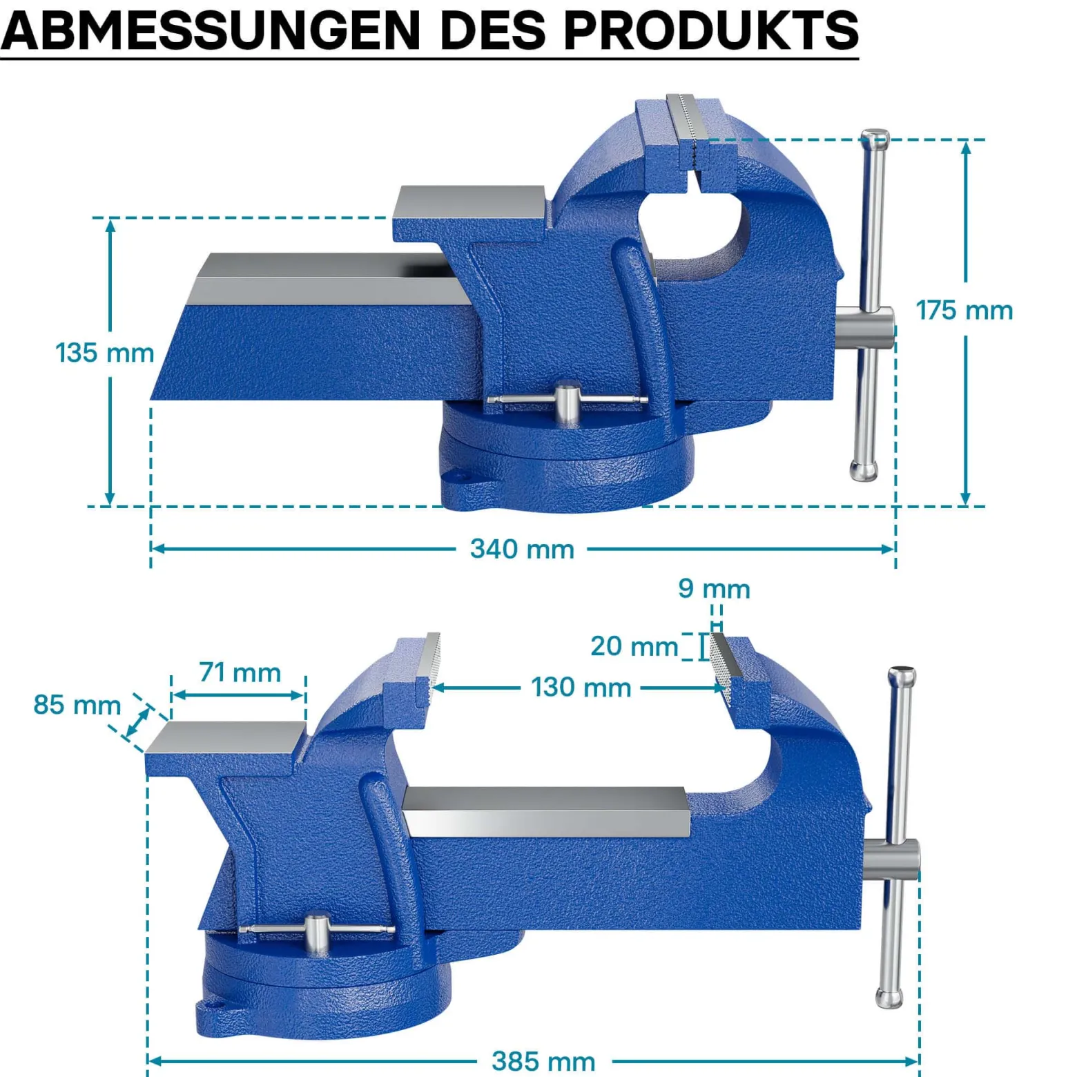 Wiltec Schraubstock Heavy Duty 125 mm Klemmbacke, Spannwerkzeug mit Amboss für schwere Beanspruchung für Werkbank