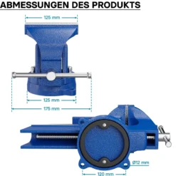 Wiltec Schraubstock Heavy Duty 125 mm Klemmbacke, Spannwerkzeug mit Amboss für schwere Beanspruchung für Werkbank