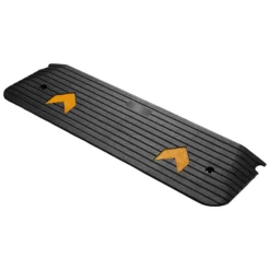 Wiltec Schwellenrampe bis 50 t, Rampe aus robustem Gummi 1100 x 320 x 38 mm, gelbe Reflexionsbänder und Schraubrillen, Auffahrrampe für Pkw, Motorrad, Rollstuhl oder Lkw
