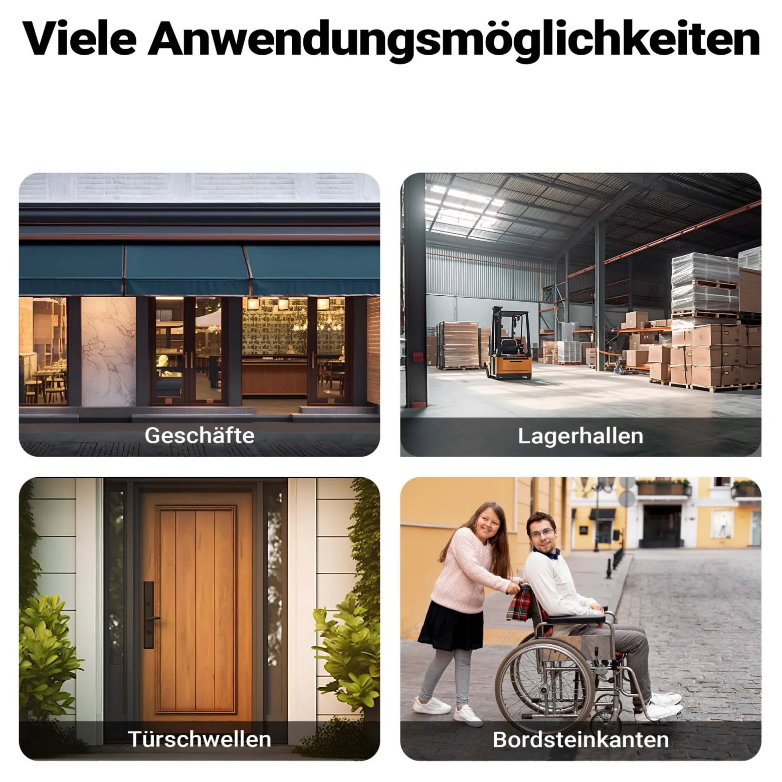 Wiltec Schwellenrampe bis 50 t, Rampe aus robustem Gummi 902 x 457 x 76 mm, gelbe Reflexionsbänder und Schraubrillen, Auffahrrampe für Pkw, Motorrad, Rollstuhl oder Lkw