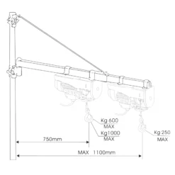 Wiltec Schwenkarm Halterung für Seilzug bis 600 kg, Träger für Seilwinde mit 110 cm Ausladung, schwenkbarer Arm für Seilhebezug, Lastarm für Hebezug