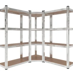 Wiltec Schwerlast Eckregal 164x150x160cm, 700 kg Gesamtlast, Steckregal verzinkt aus Stahl, Lastenregal mit 4 Ablagen, Werkstattregal