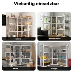 Wiltec Schwerlast Eckregal 164x150x160cm, 700 kg Gesamtlast, Steckregal verzinkt aus Stahl, Lastenregal mit 4 Ablagen, Werkstattregal