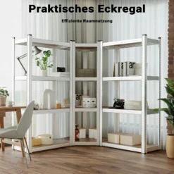 Wiltec Schwerlast Eckregal 164x150x160cm, 700 kg Gesamtlast, Steckregal verzinkt aus Stahl, Lastenregal mit 4 Ablagen, Werkstattregal