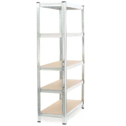 Wiltec Schwerlastregal 90x45x180cm, Gesamtlast 875kg, Steckregal verzinkt aus Stahl, Lastenregal mit 5 Ablagen, Werkstattregal
